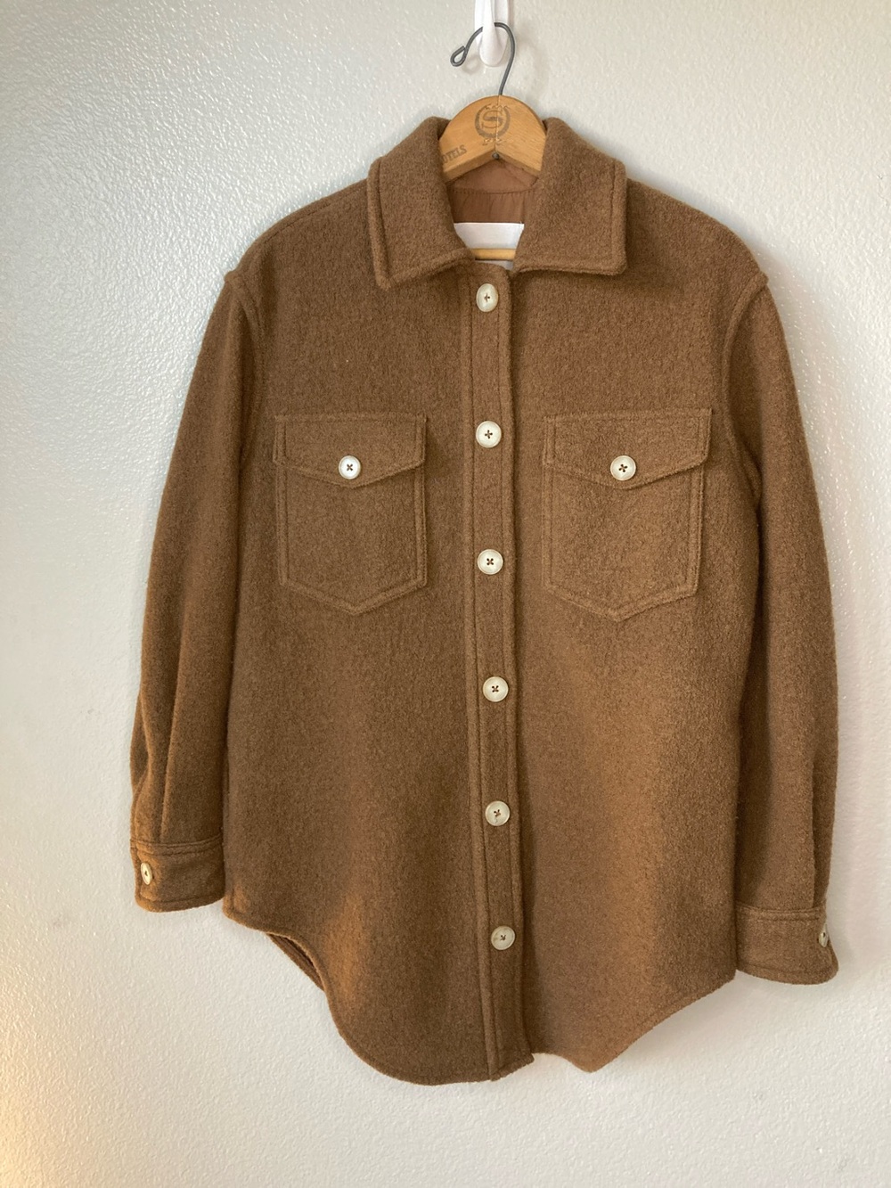 Aritzia Wilfred Free The Ganna 100% Merino Wool Shirt Jacket shacket sz XXS